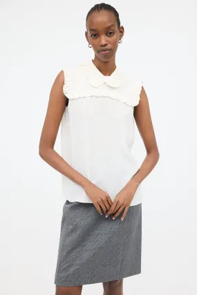 2017 Silk Sleeveless Ruffle Blouse