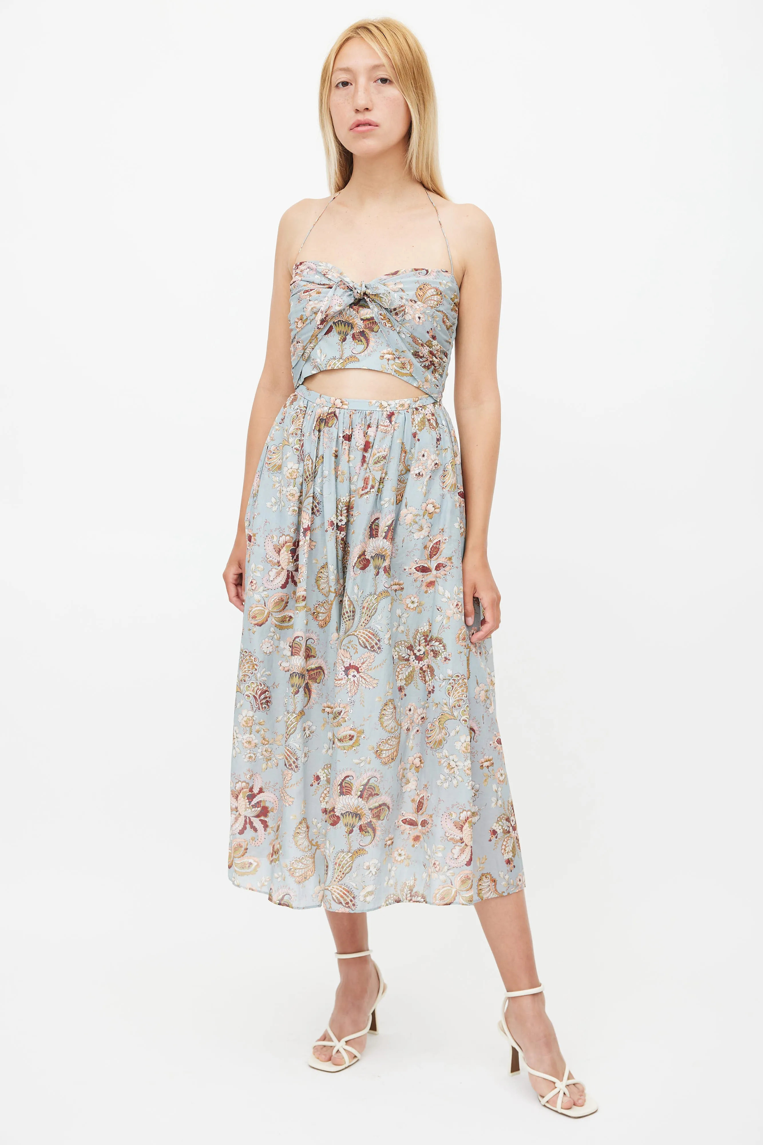Blue & Multi Floral Midi Dress