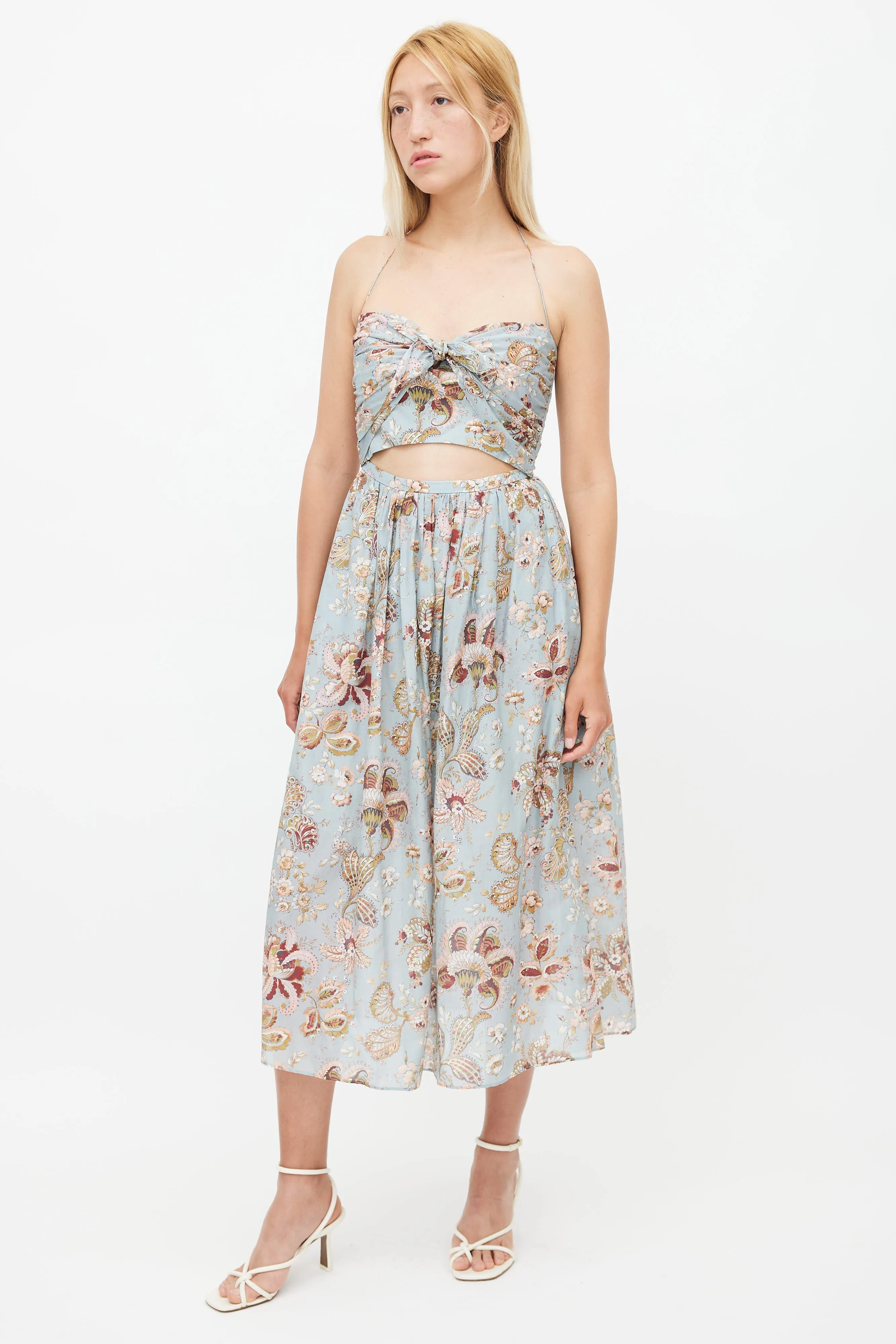 Blue & Multi Floral Midi Dress