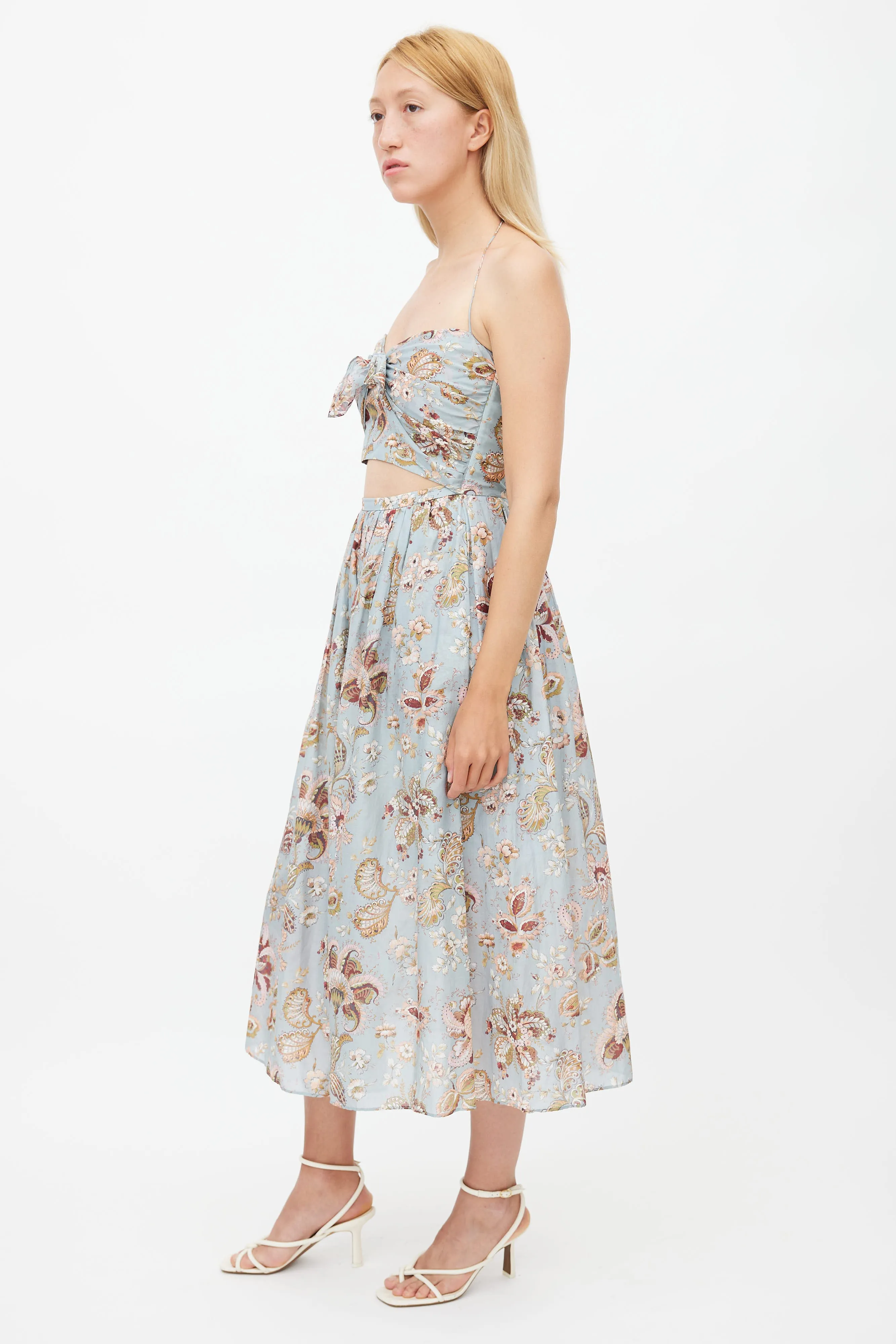 Blue & Multi Floral Midi Dress