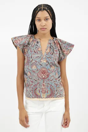 Blue & Multi Print Blouse
