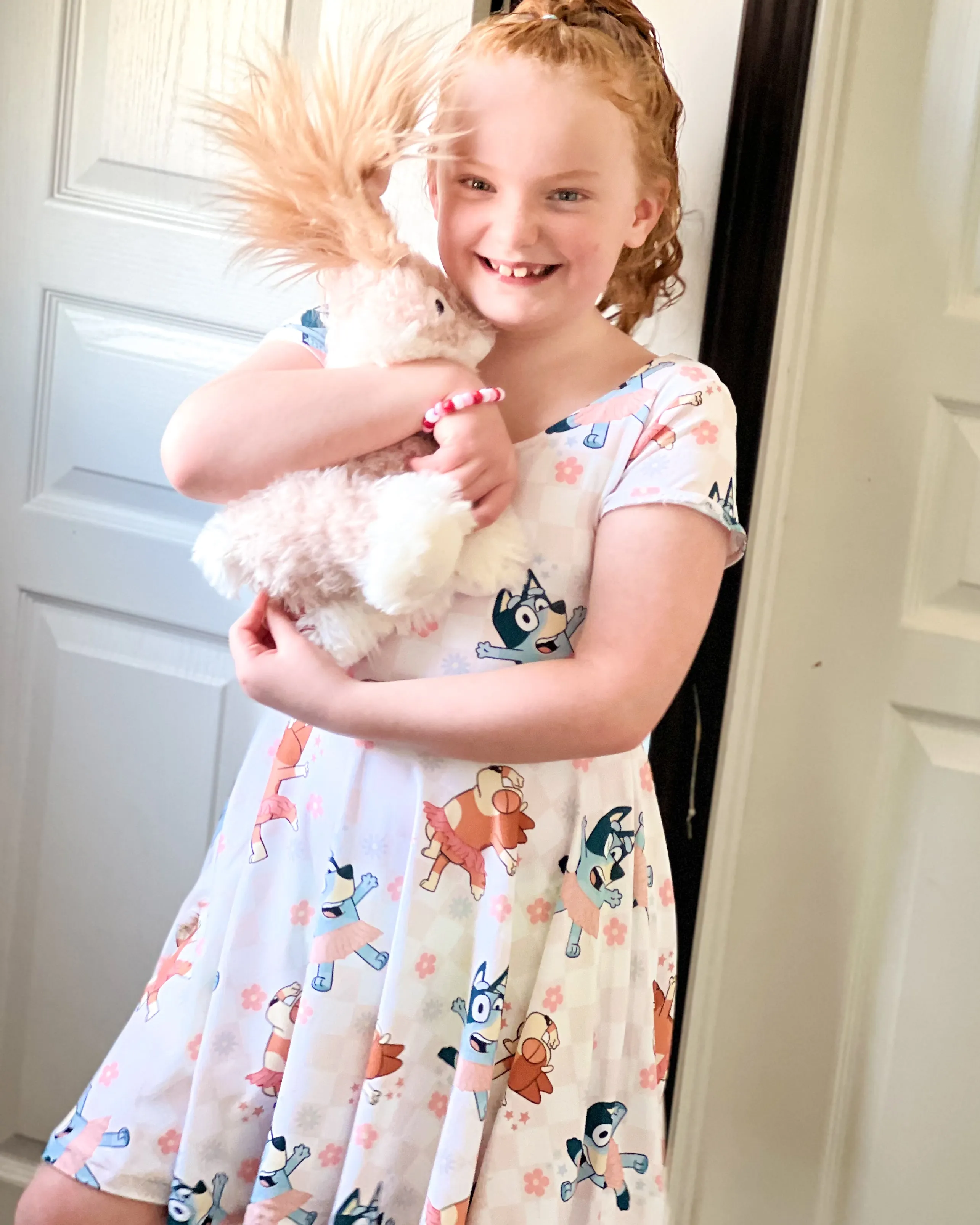 Blue Dog Checkered Twirl Dress