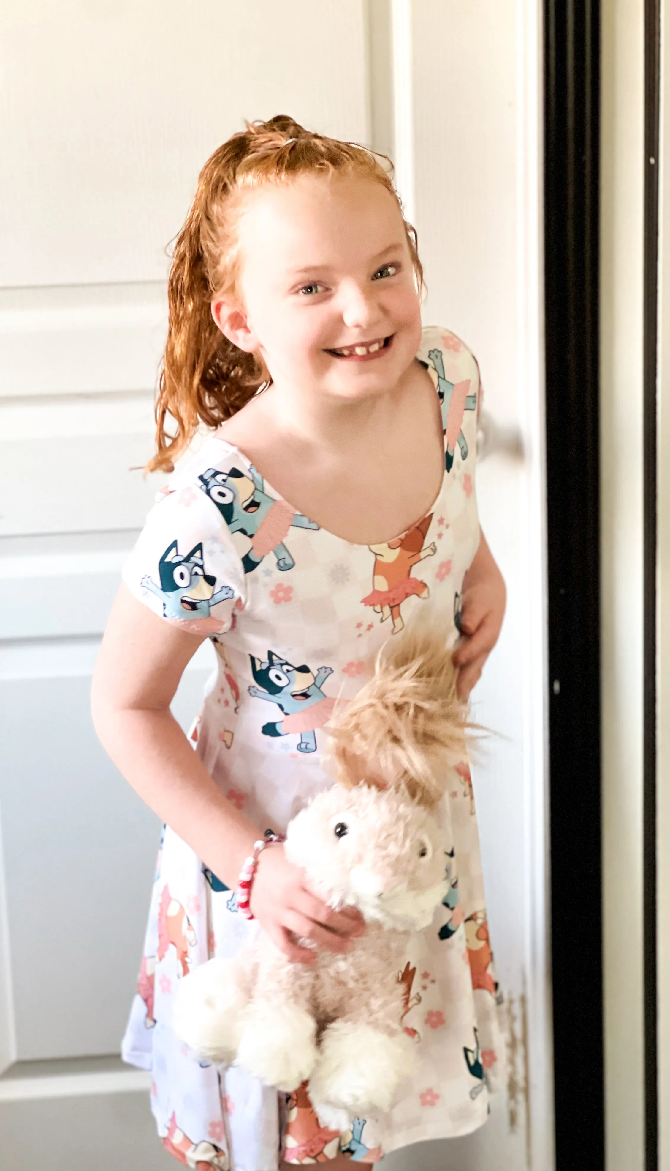 Blue Dog Checkered Twirl Dress