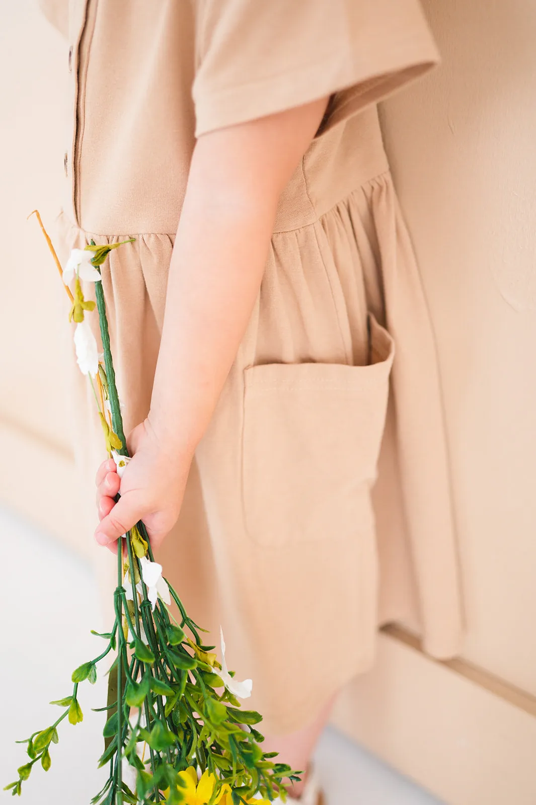 Button Twirl Dress - Wheat