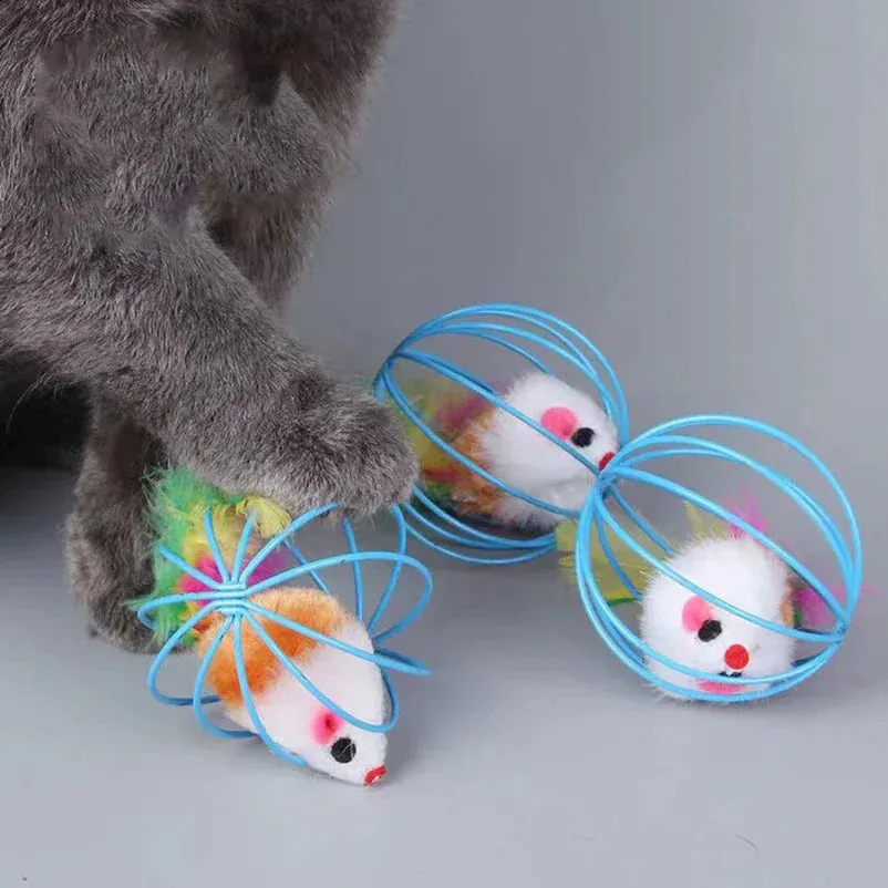Cage rat happy cat toy plush simulation color mouse fun cat ball fun cat fun fun pet supplies