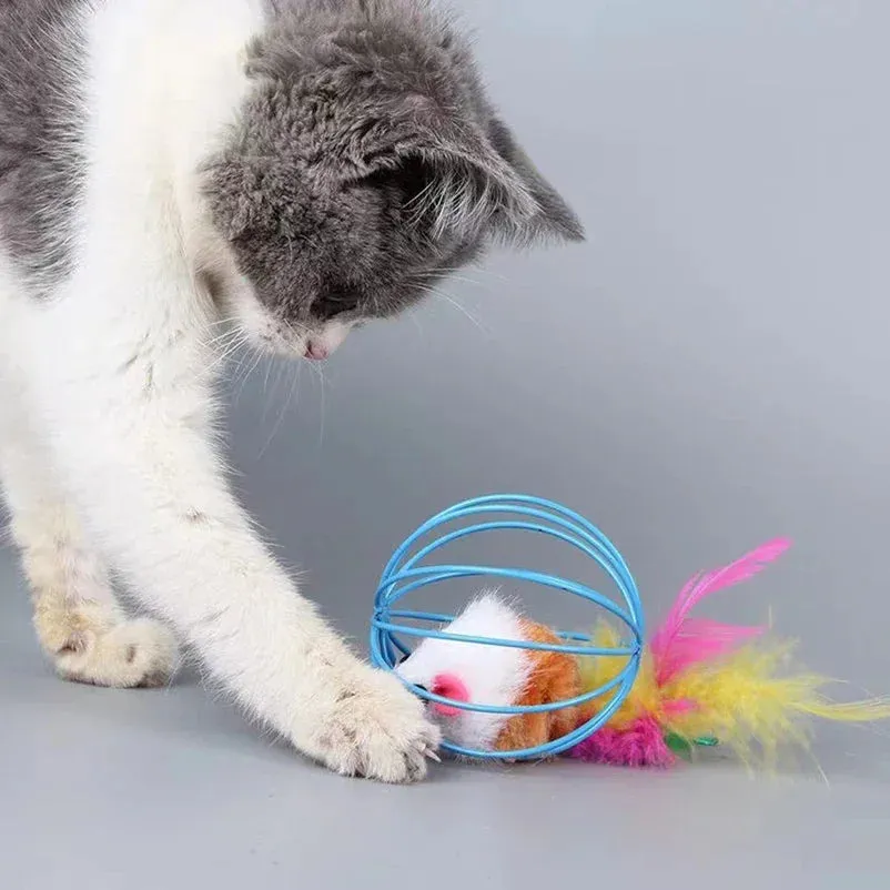 Cage rat happy cat toy plush simulation color mouse fun cat ball fun cat fun fun pet supplies