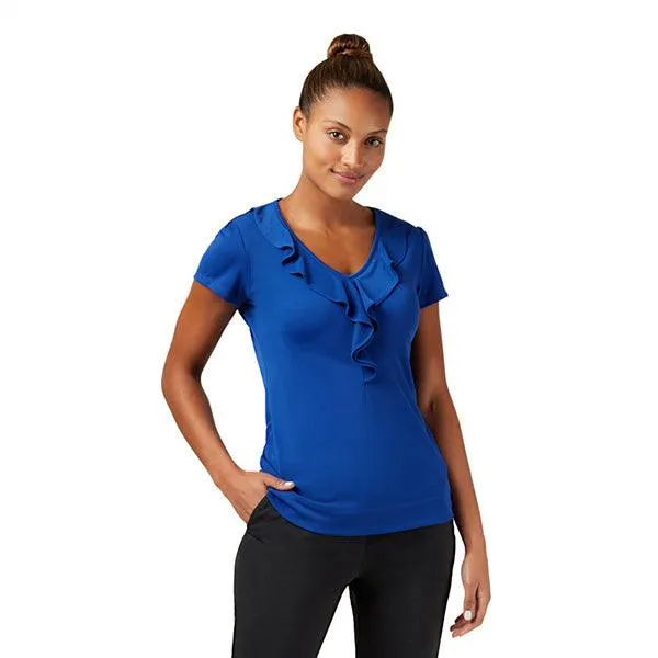 CAT48H NNT Women's Cap Sleeve Ruffle Neck T-Top