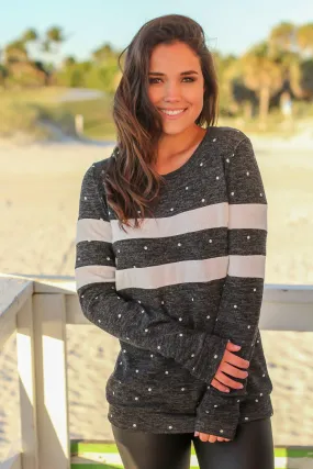 Charcoal Polka Dot Top