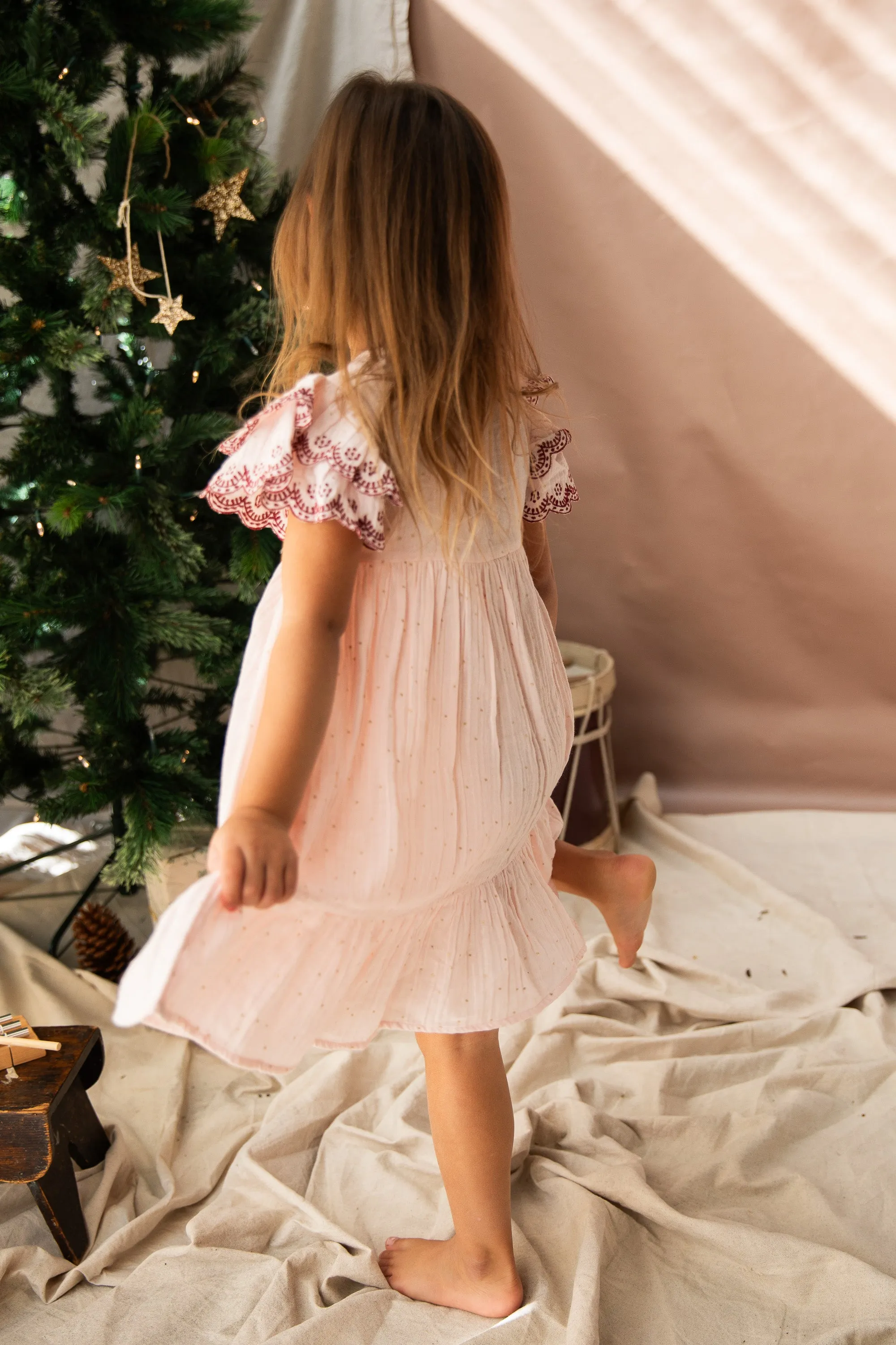 Christmas Bells Dress-Peppermint Pink