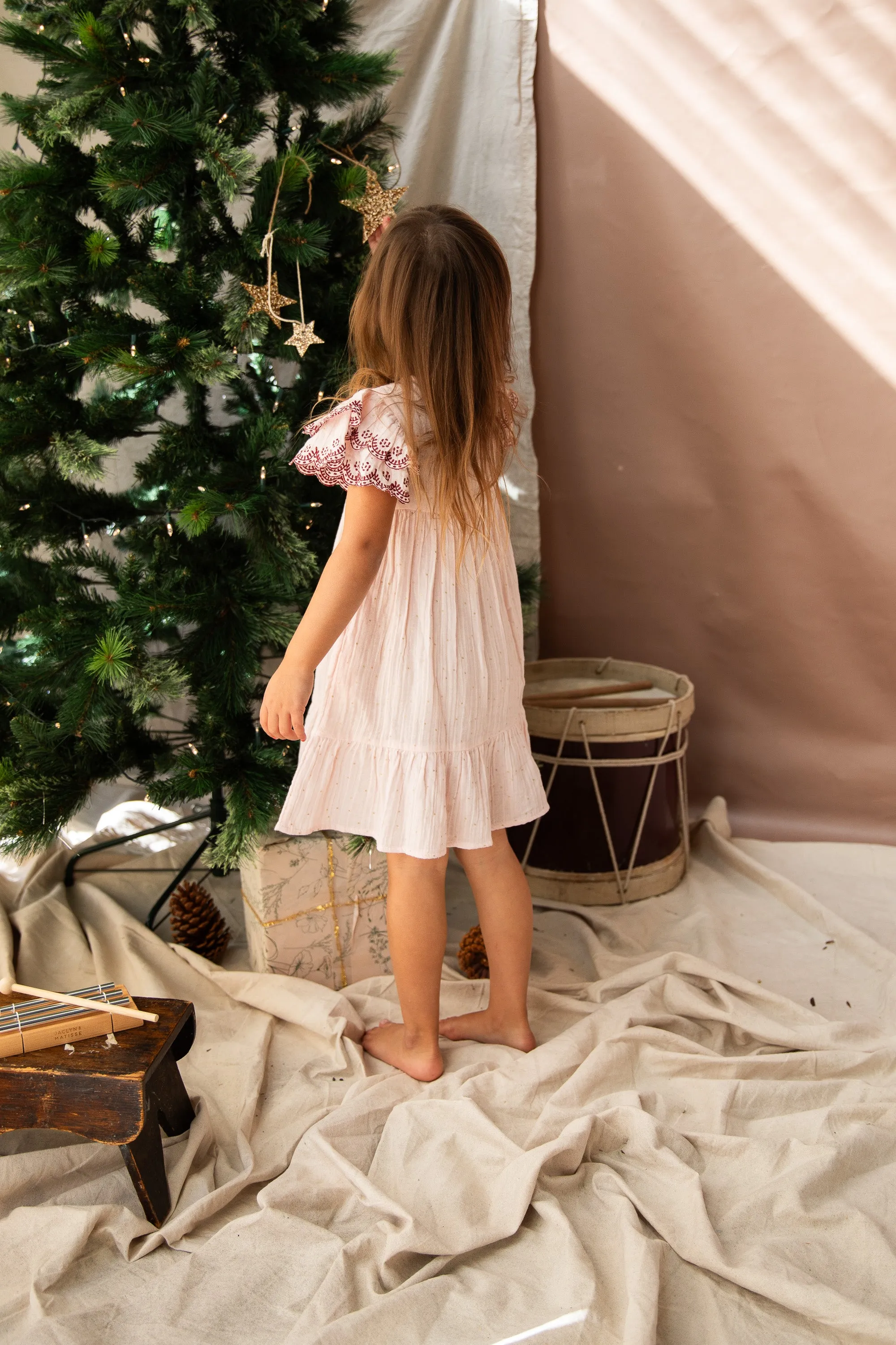 Christmas Bells Dress-Peppermint Pink