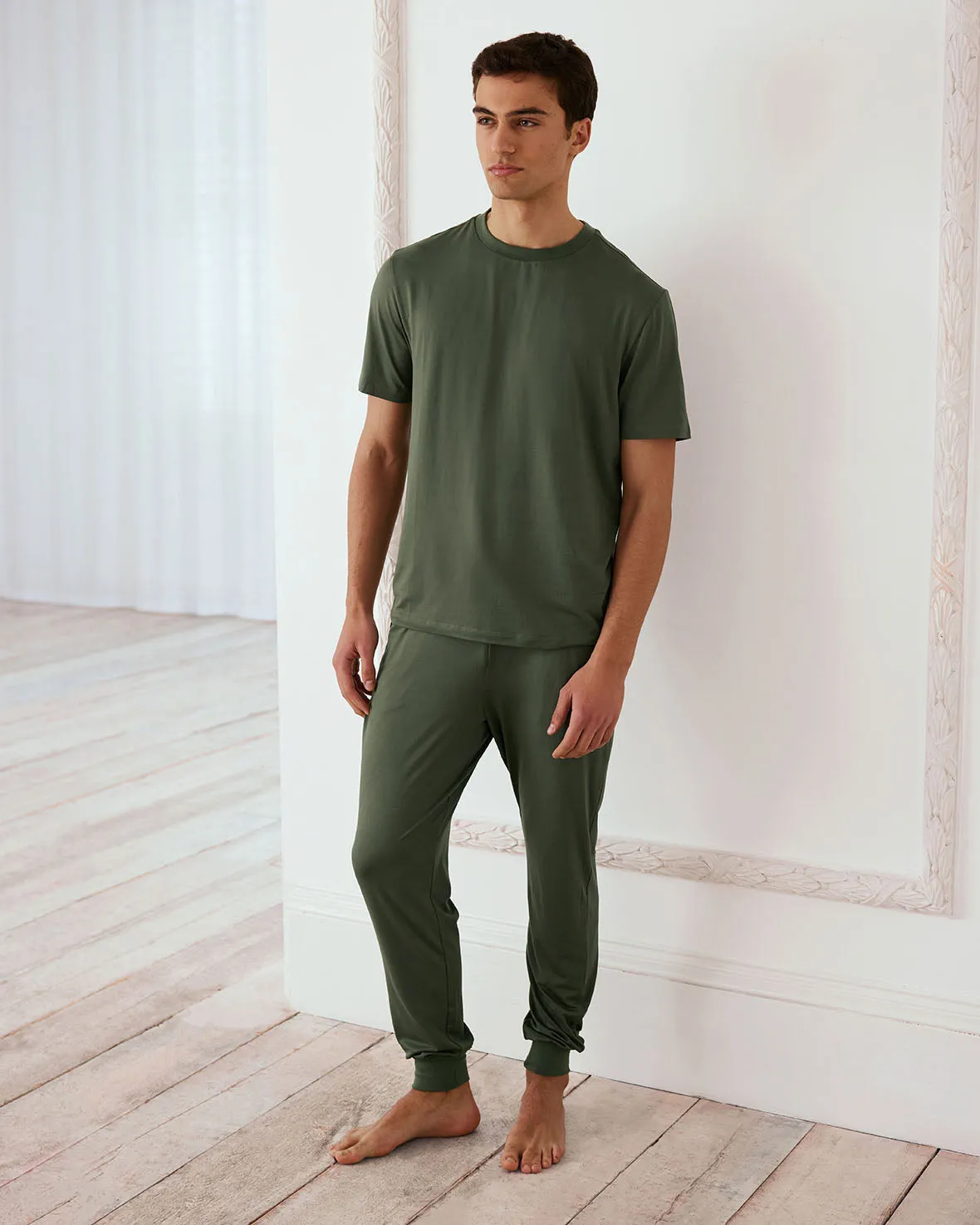 Crew Neck Long Pyjama Set - Sage