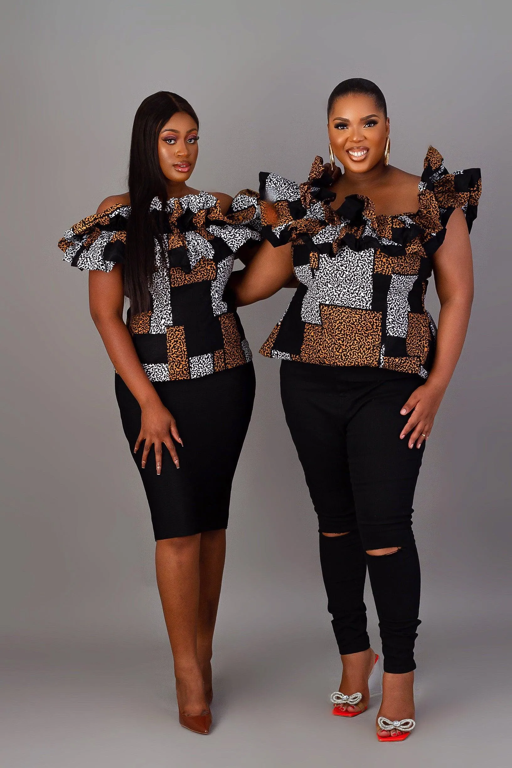 Emma Ruffle African Print Top | Amazin Apparels