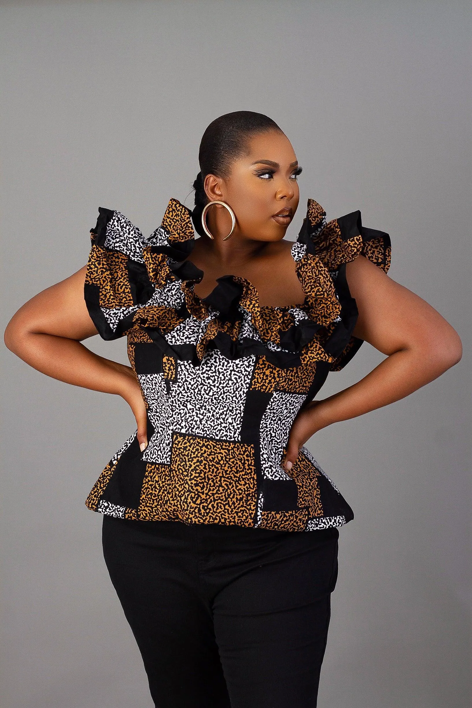 Emma Ruffle African Print Top | Amazin Apparels