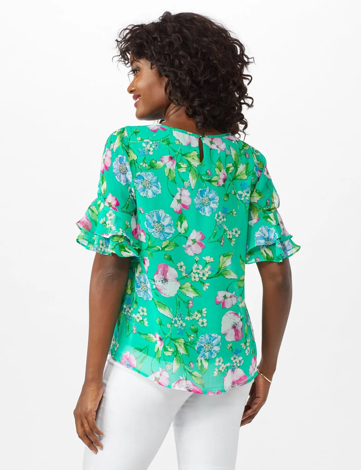 Floral Ruffle Sleeve Blouse
