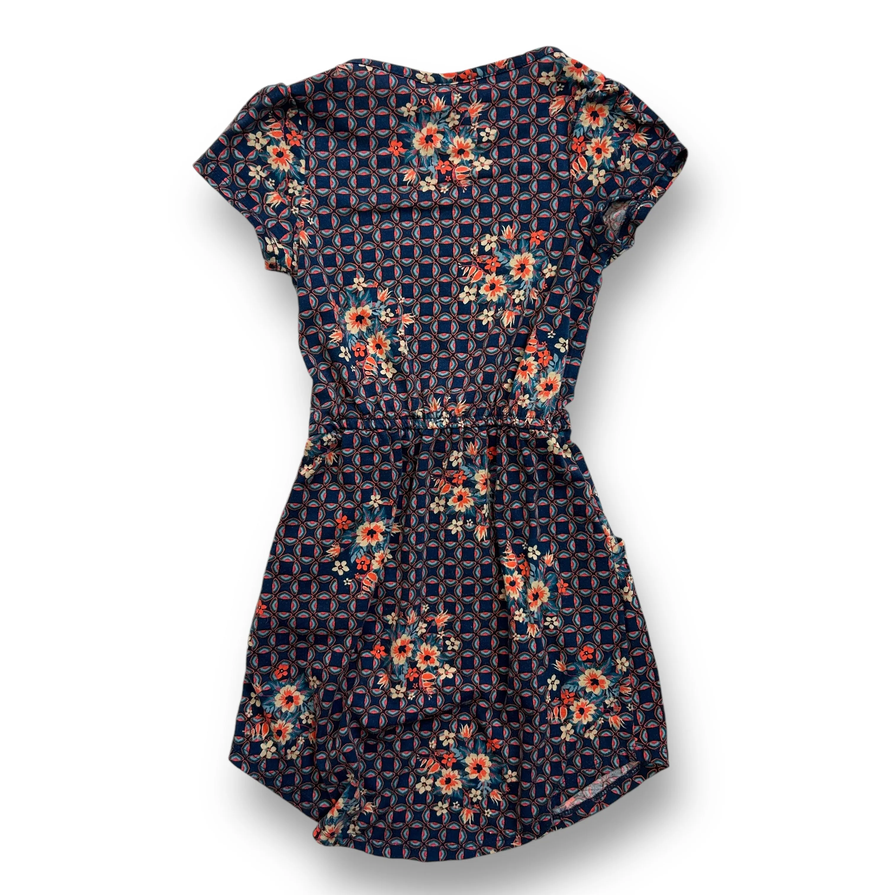 Girls Lularoe Size 4 Blue & Peach Floral Print Twirl Dress