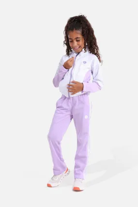 Girls Printed White Tracksuit
