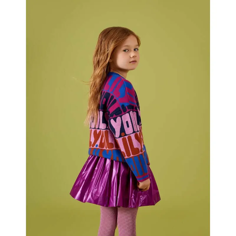 Girls Purple Rainbow Logo Sweater
