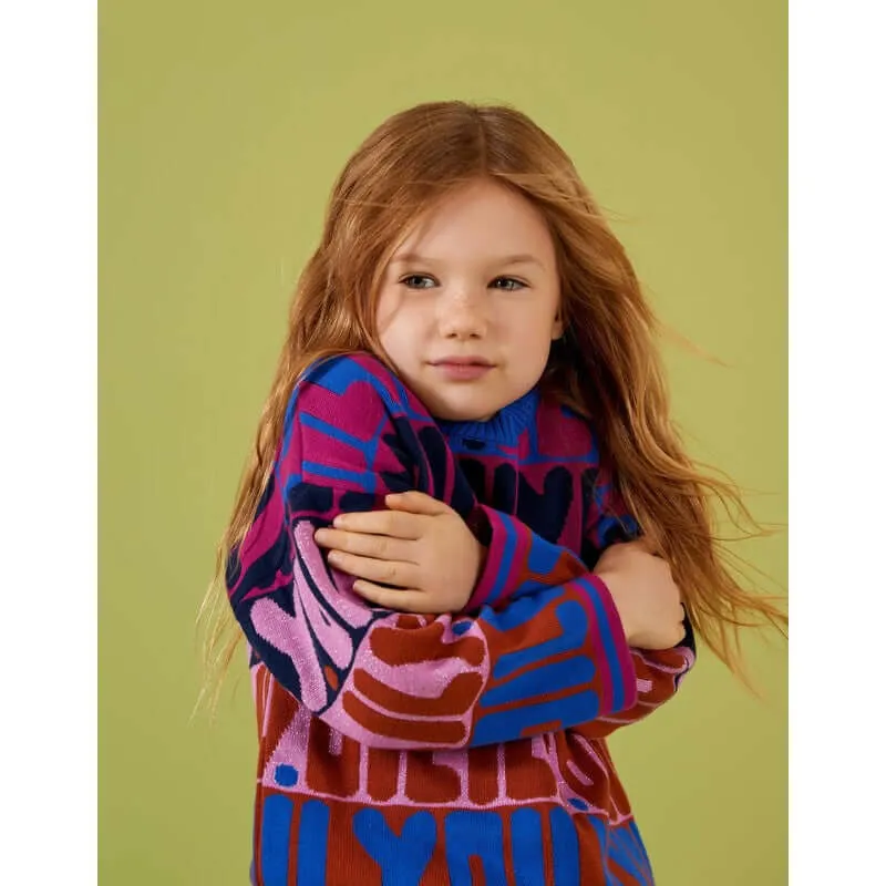 Girls Purple Rainbow Logo Sweater