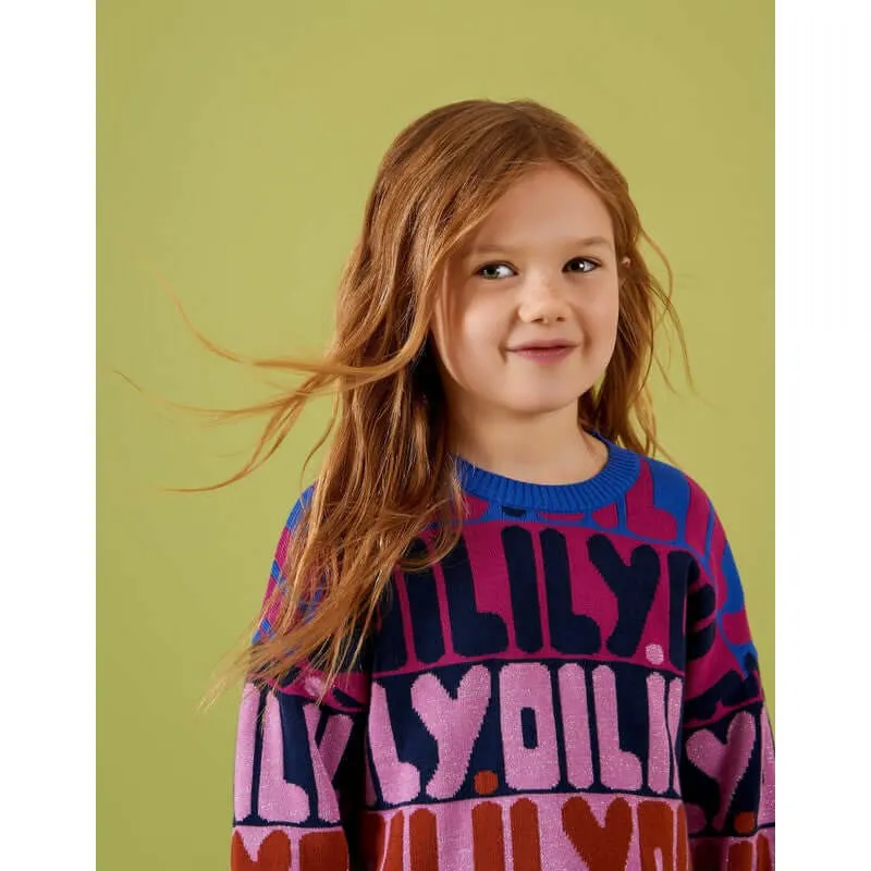 Girls Purple Rainbow Logo Sweater