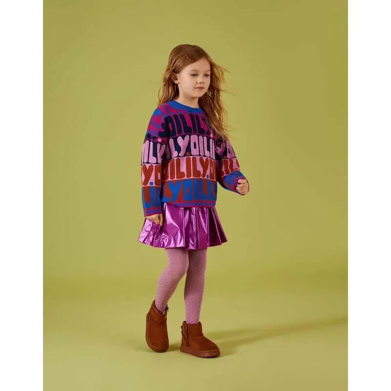 Girls Purple Rainbow Logo Sweater