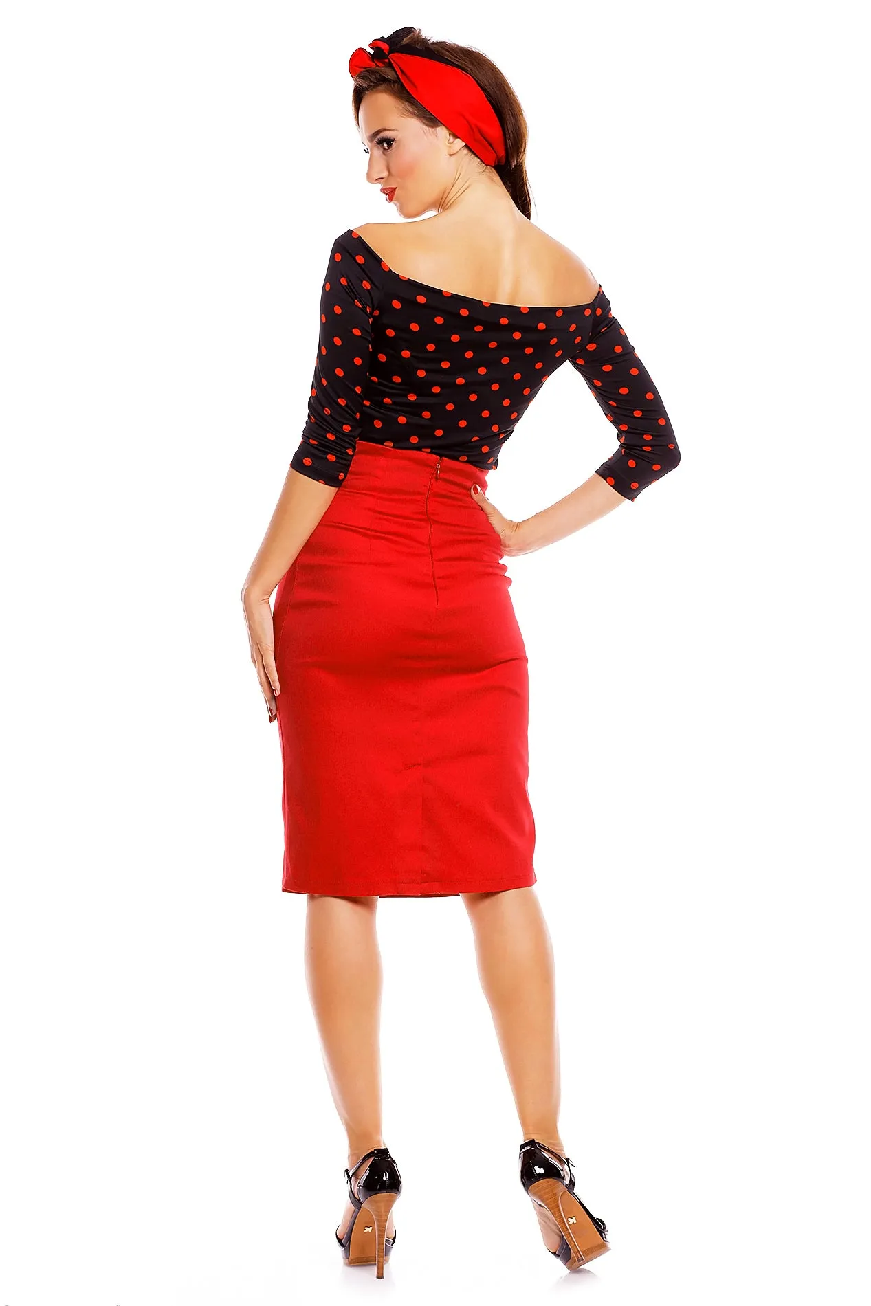 Gloria Black-Red Polka Dot Top