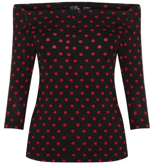 Gloria Black-Red Polka Dot Top