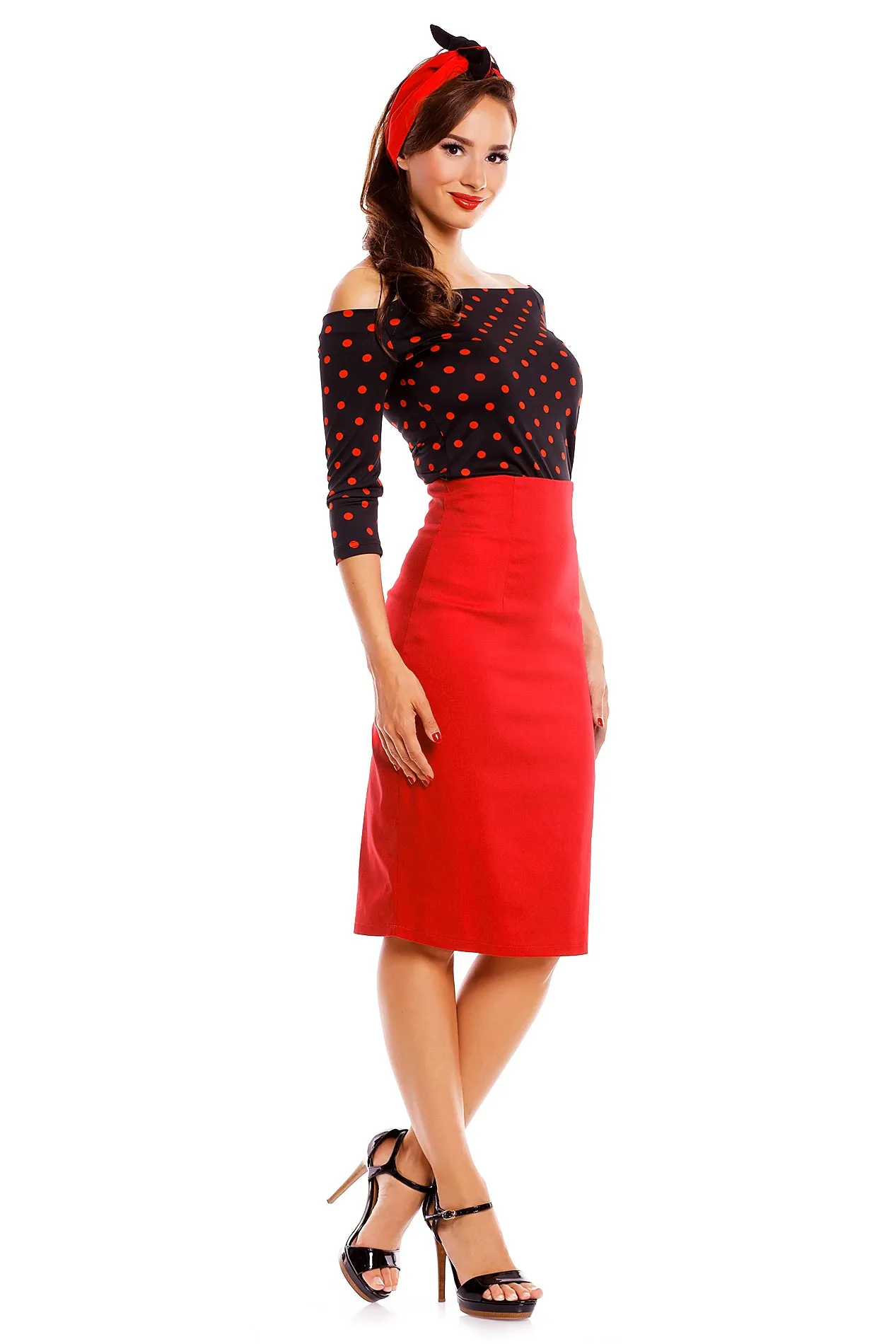 Gloria Black-Red Polka Dot Top