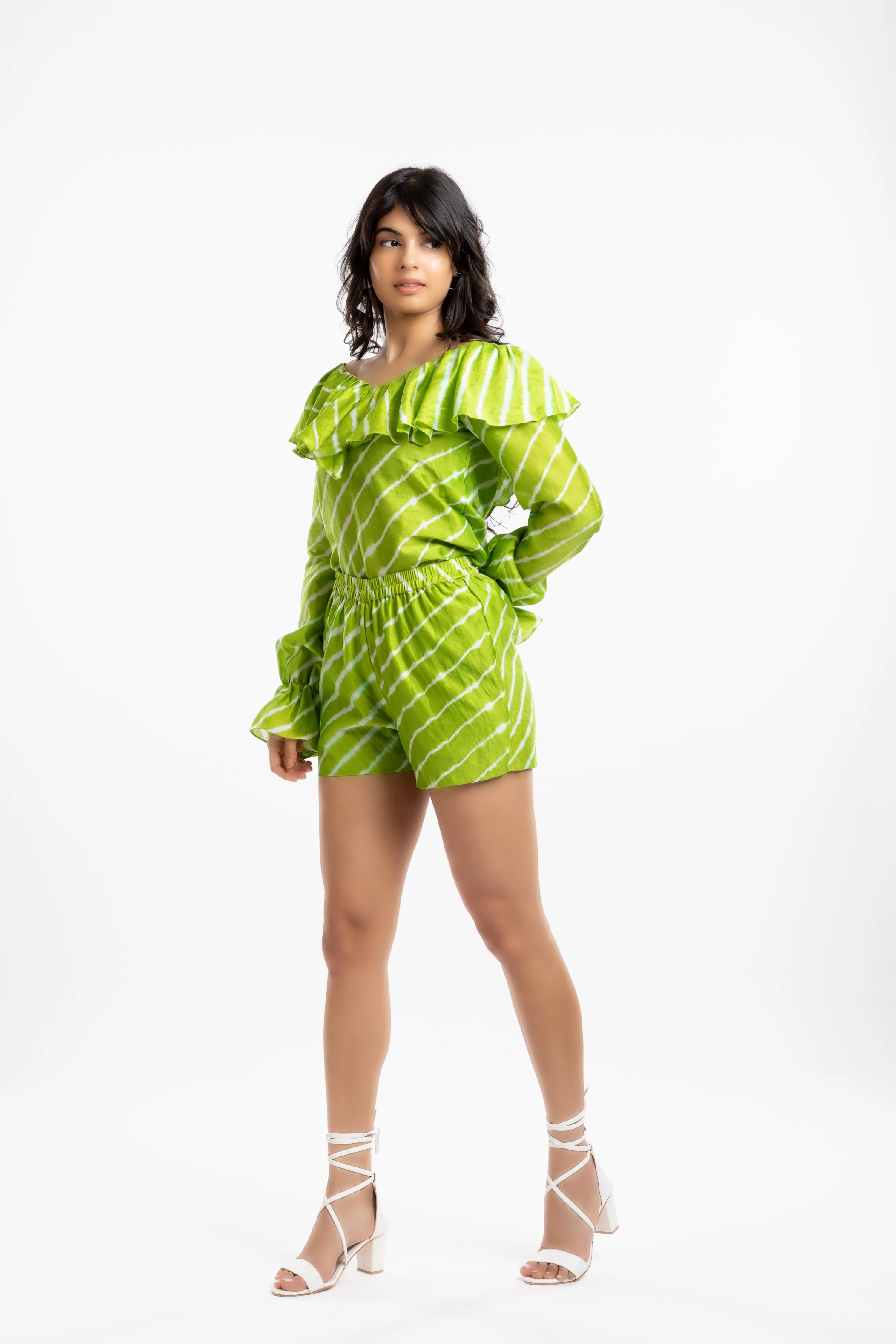 Green Ruffled Tops
