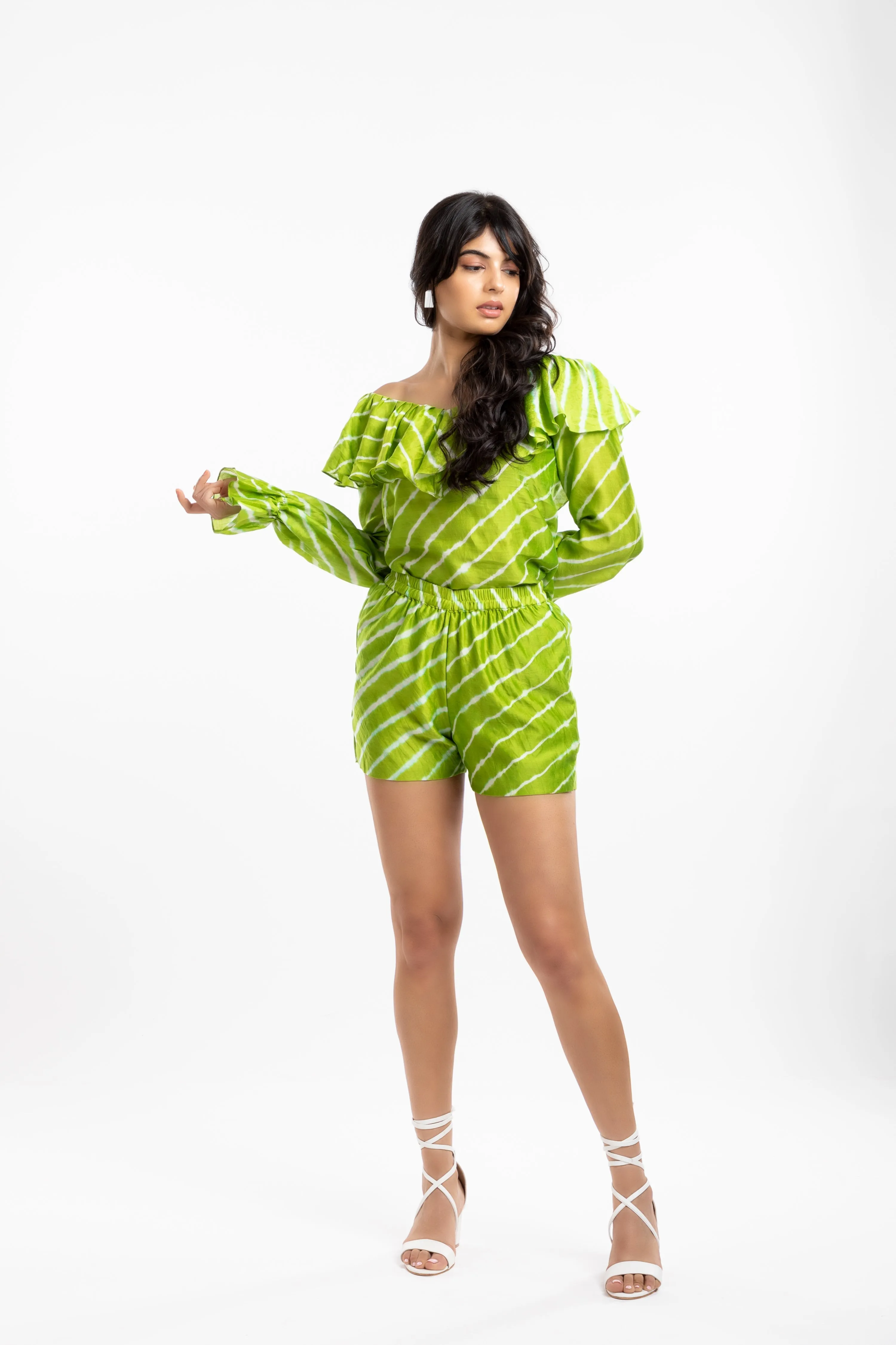 Green Ruffled Tops