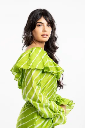 Green Ruffled Tops