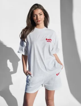 Kaiia Design Oversized Top Light Grey Marl and Red