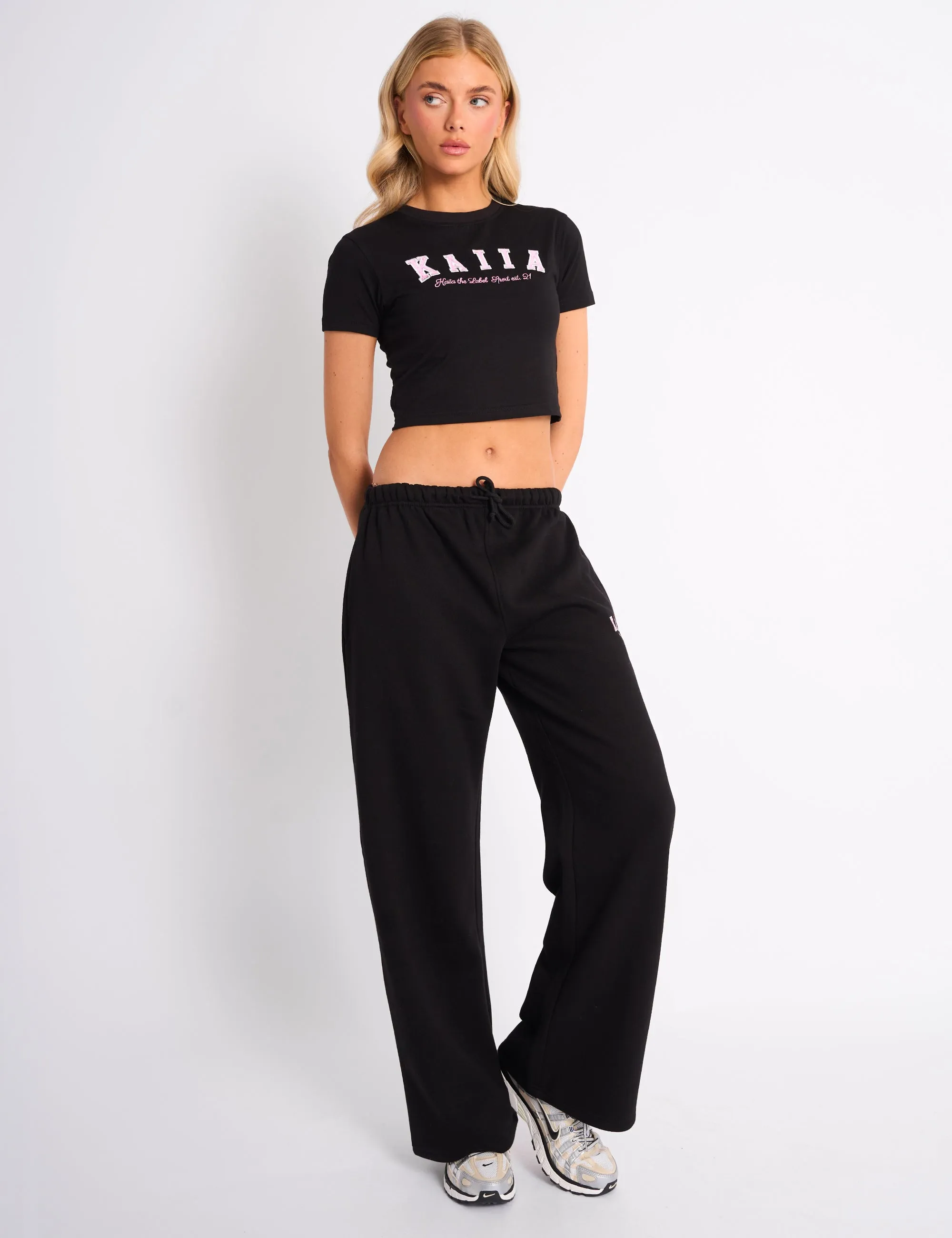 Kaiia Logo Baby Tee Black & Pink