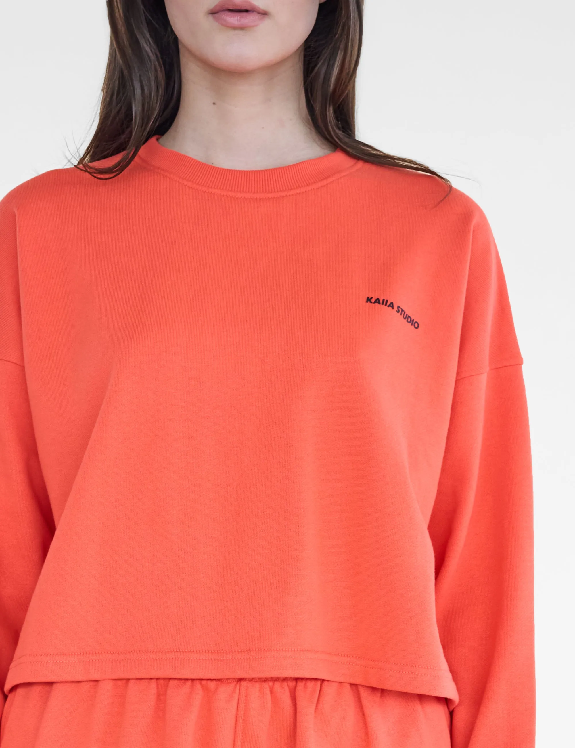 Kaiia Studio Cropped Oversized Sweatshirt Orange
