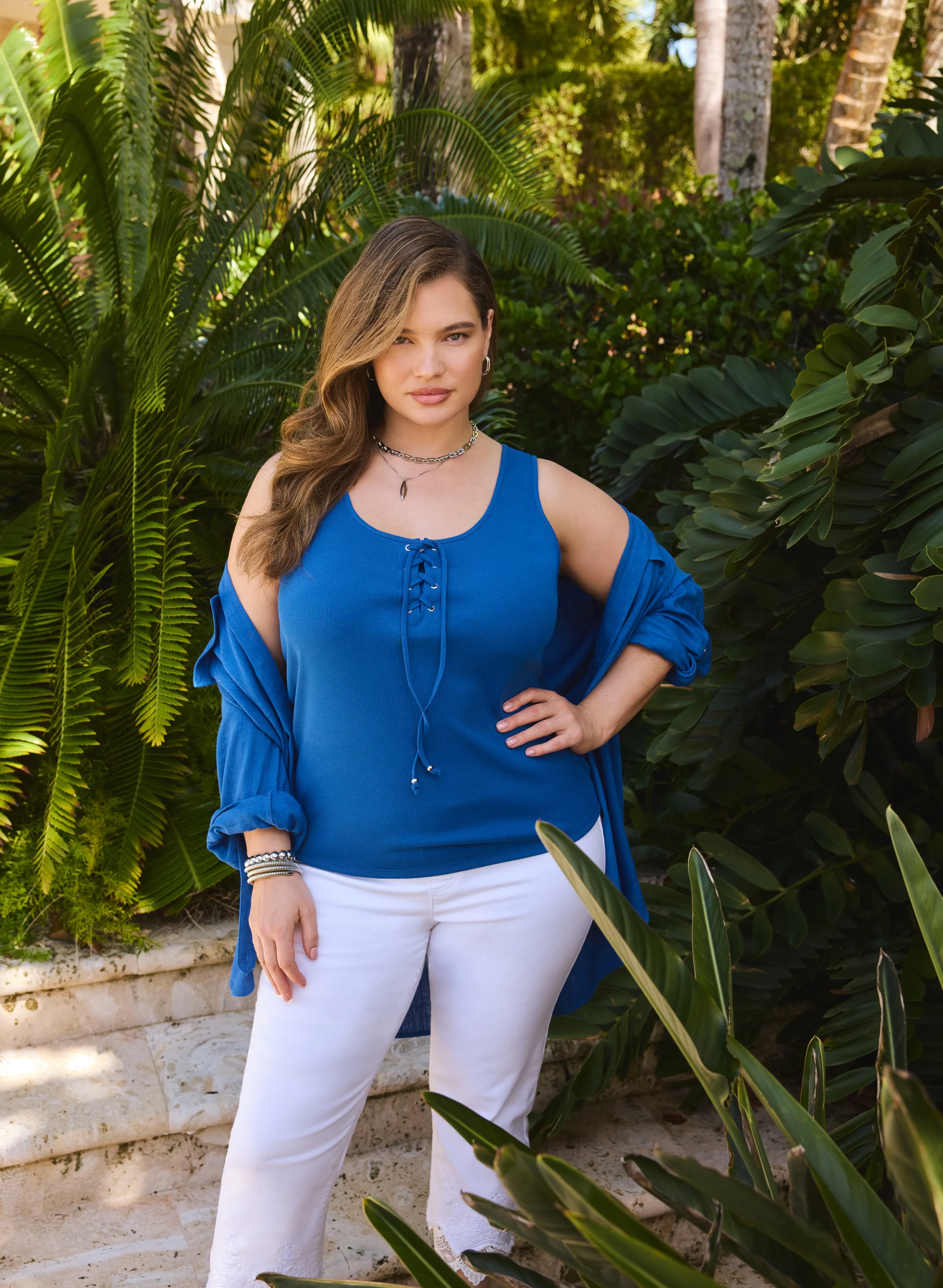 Lace-Up Ribbed Tank