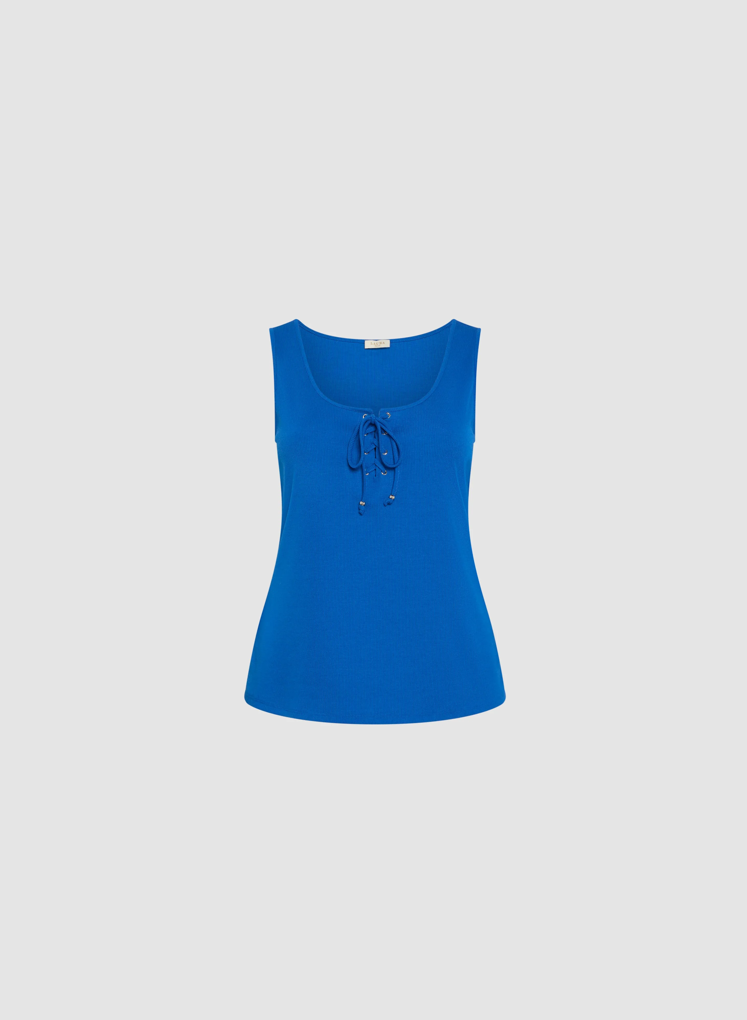 Lace-Up Ribbed Tank