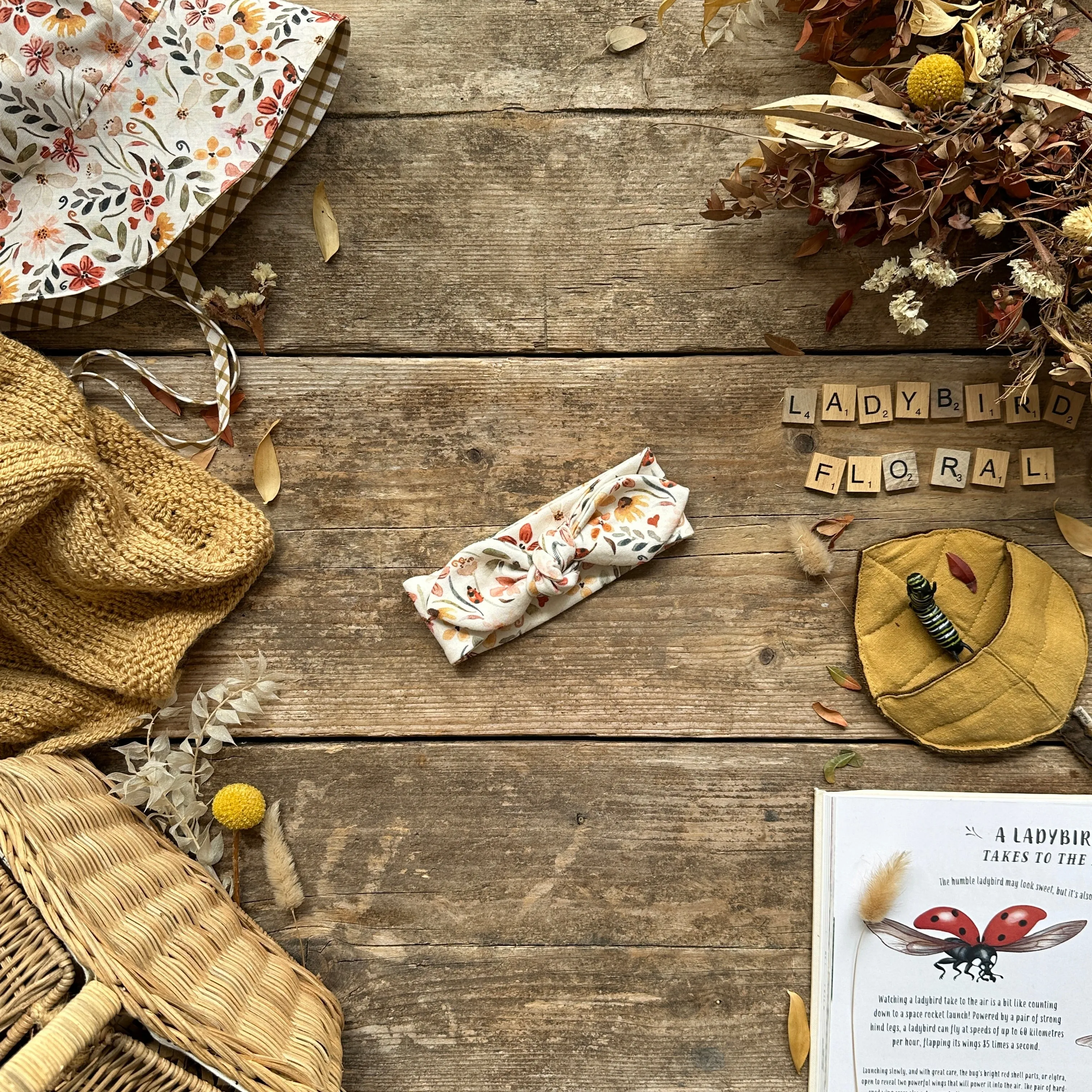Ladybird Floral Knot Bow Headband