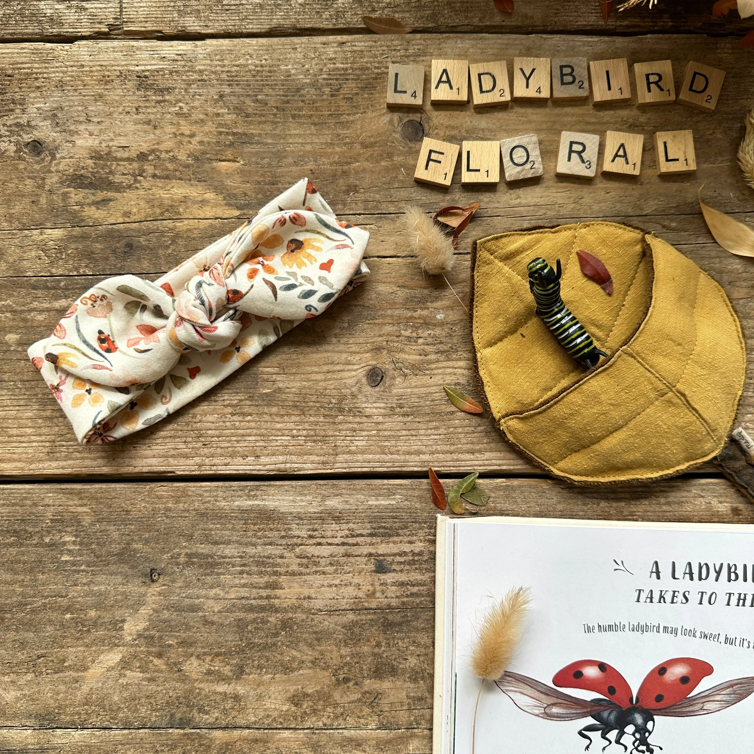 Ladybird Floral Knot Bow Headband