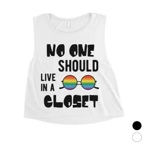 LGBT No Live Closet Rainbow Womens Crop Top