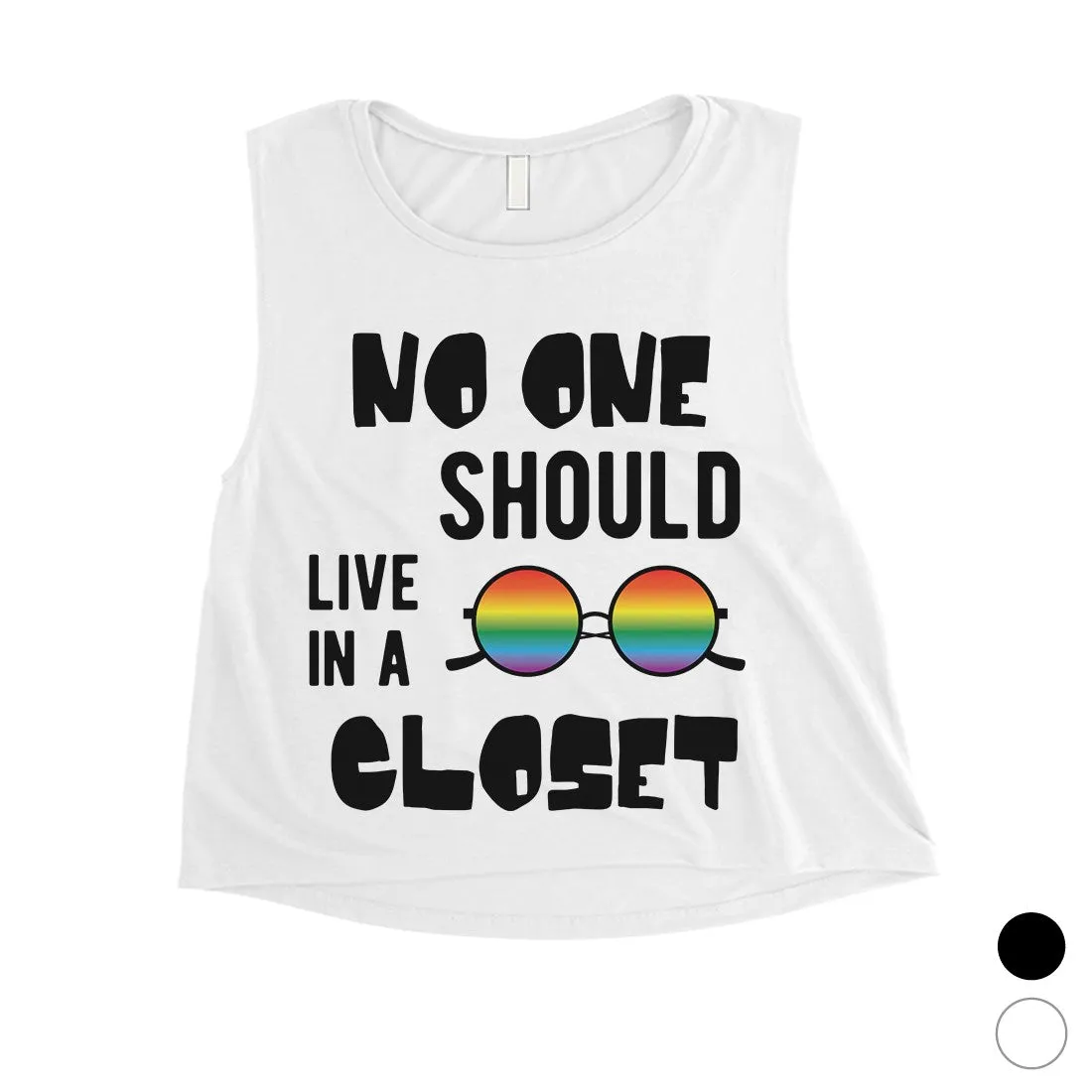 LGBT No Live Closet Rainbow Womens Crop Top