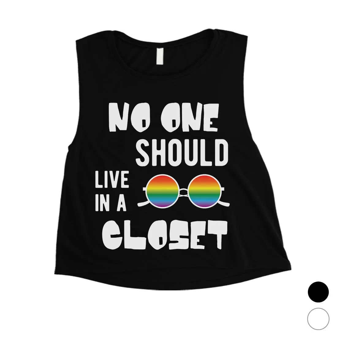 LGBT No Live Closet Rainbow Womens Crop Top