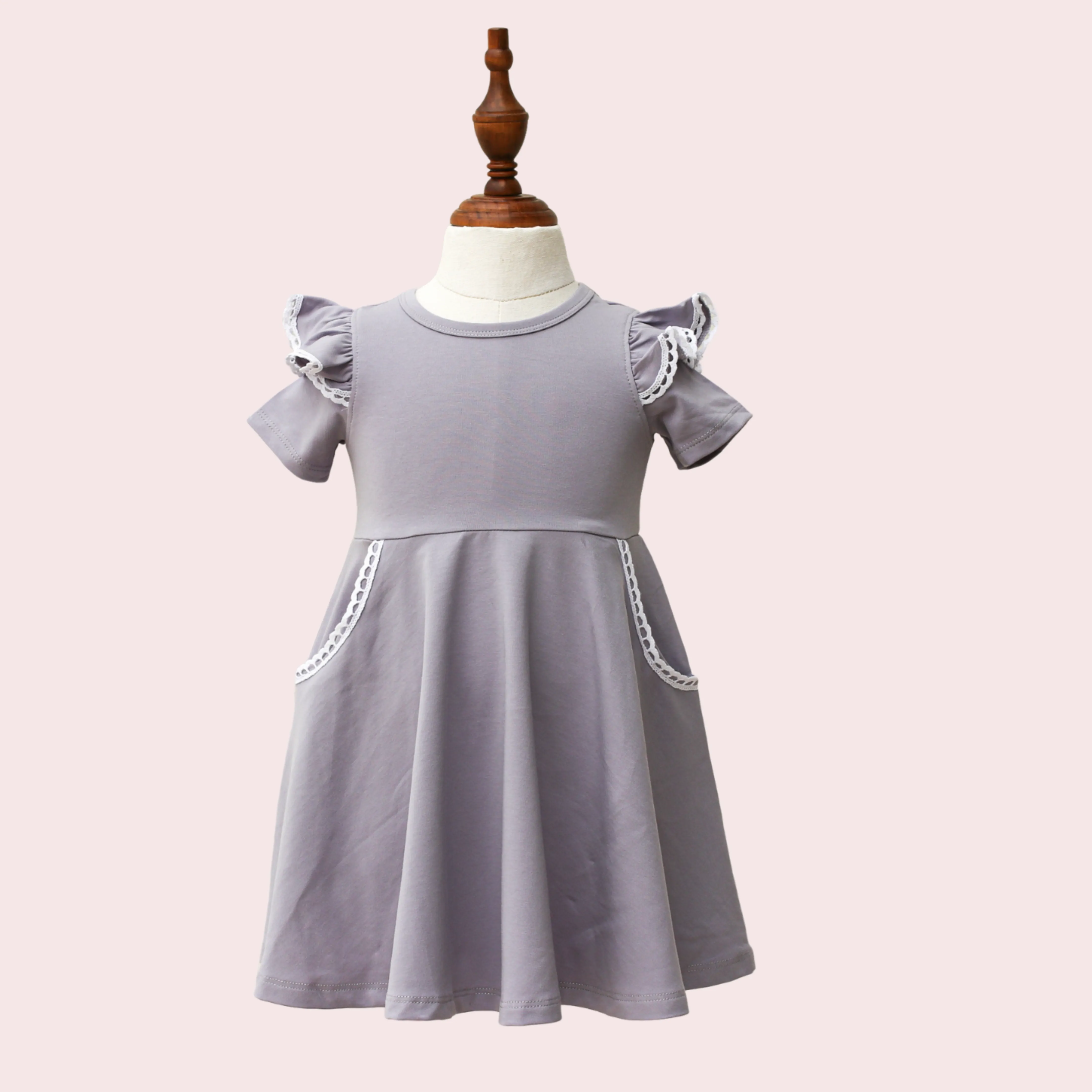 LILAC GREY TWIRLY GIRL DRESS