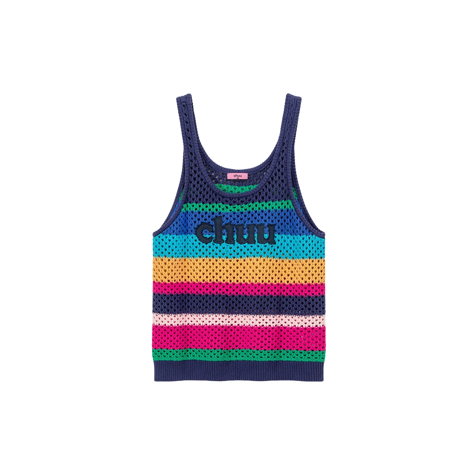Logo Rainbow Knit Sleeveless U-Neck Top