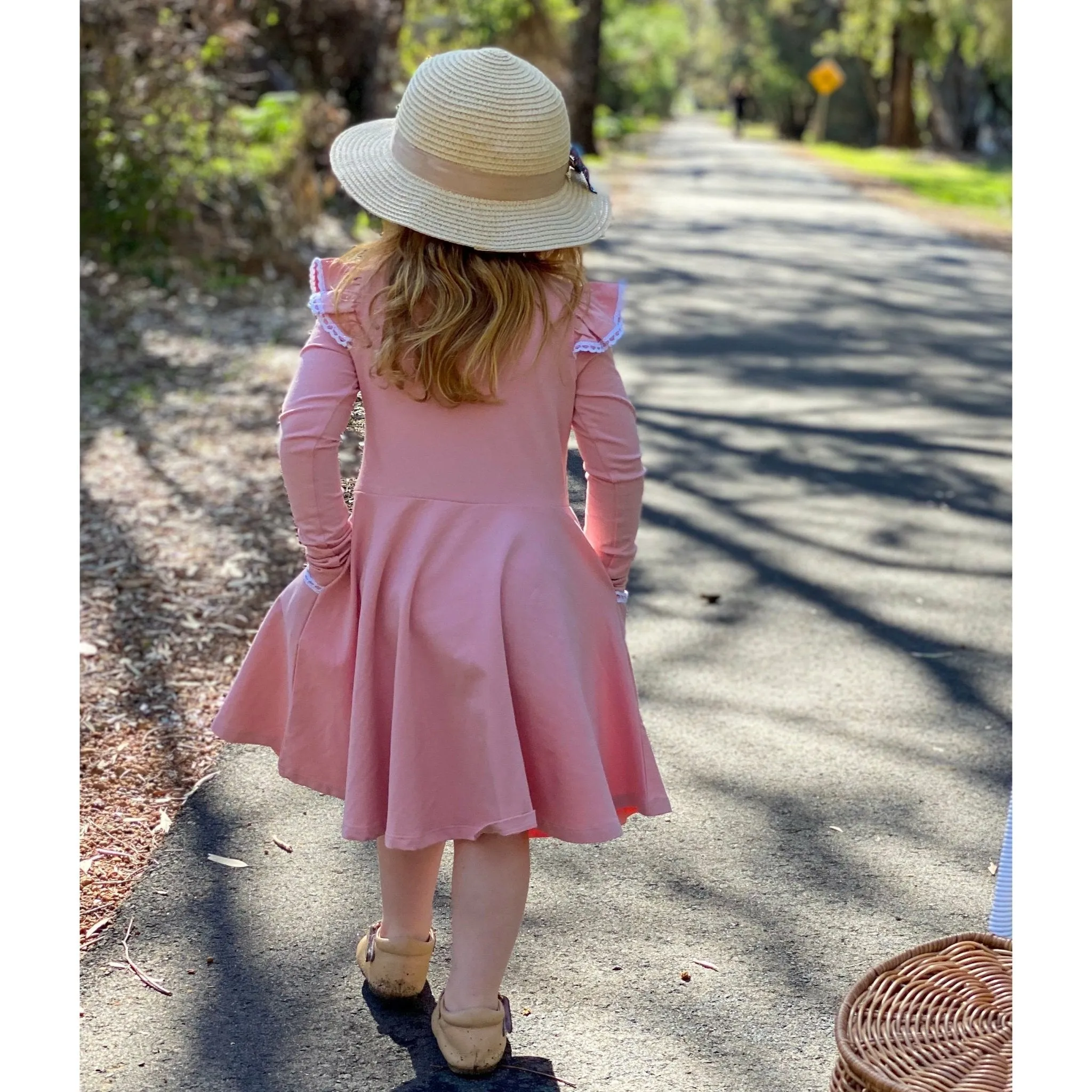 LONG SLEEVE TWIRLY GIRL DRESS - SOFT BLUSH