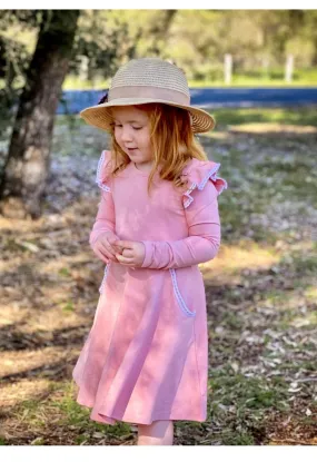 LONG SLEEVE TWIRLY GIRL DRESS - SOFT BLUSH
