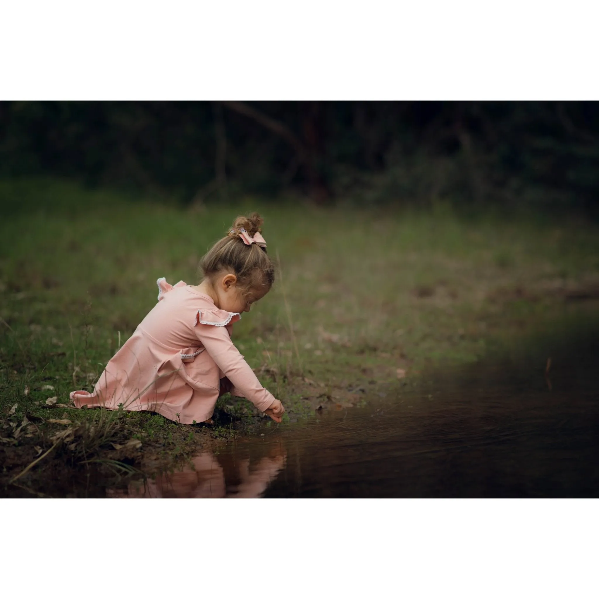 LONG SLEEVE TWIRLY GIRL DRESS - SOFT BLUSH