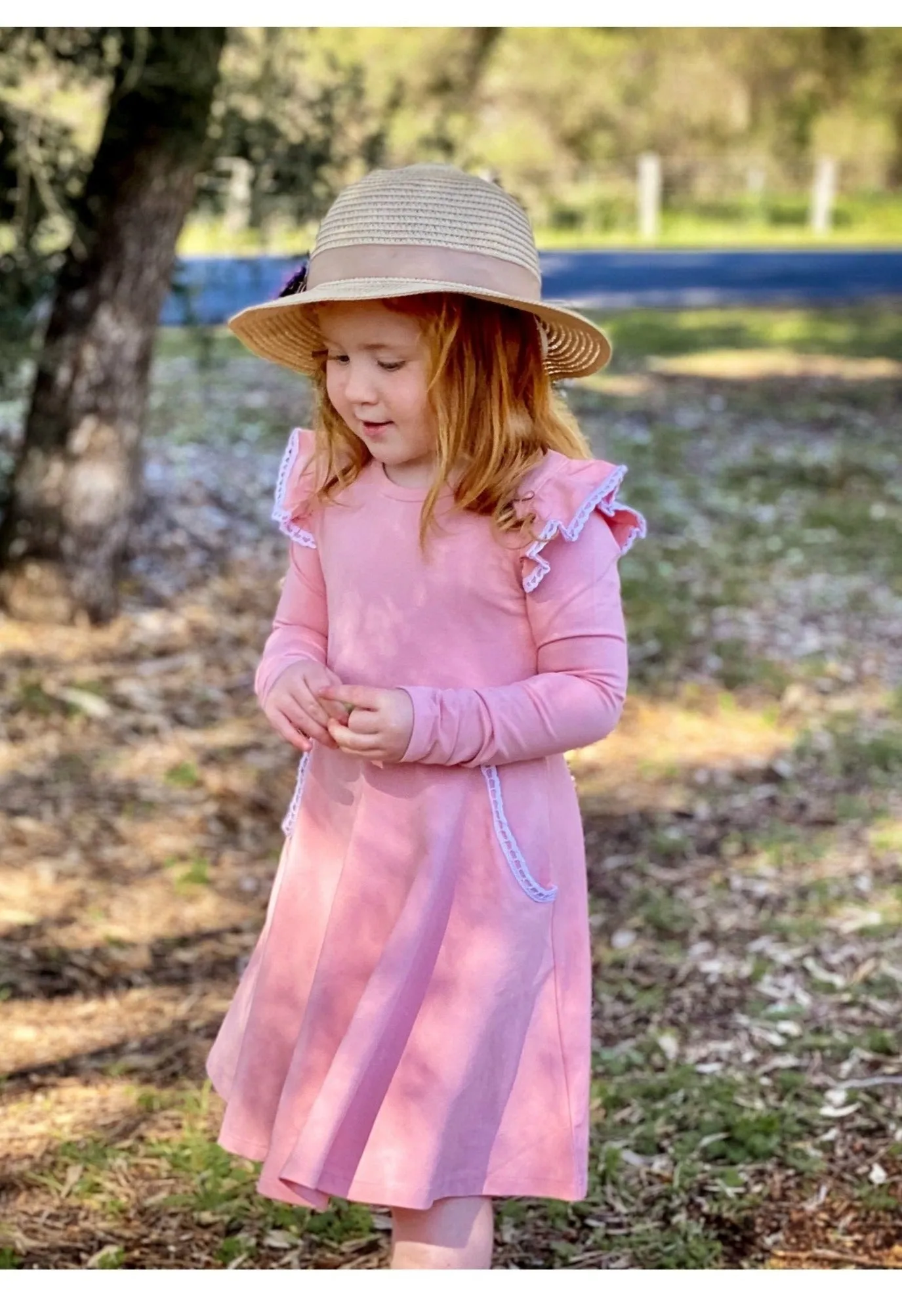LONG SLEEVE TWIRLY GIRL DRESS - SOFT BLUSH
