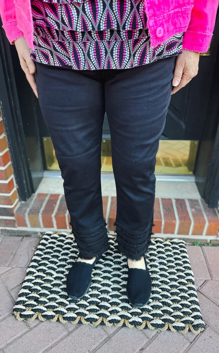 Lulu B Denim Fringe Pant Black