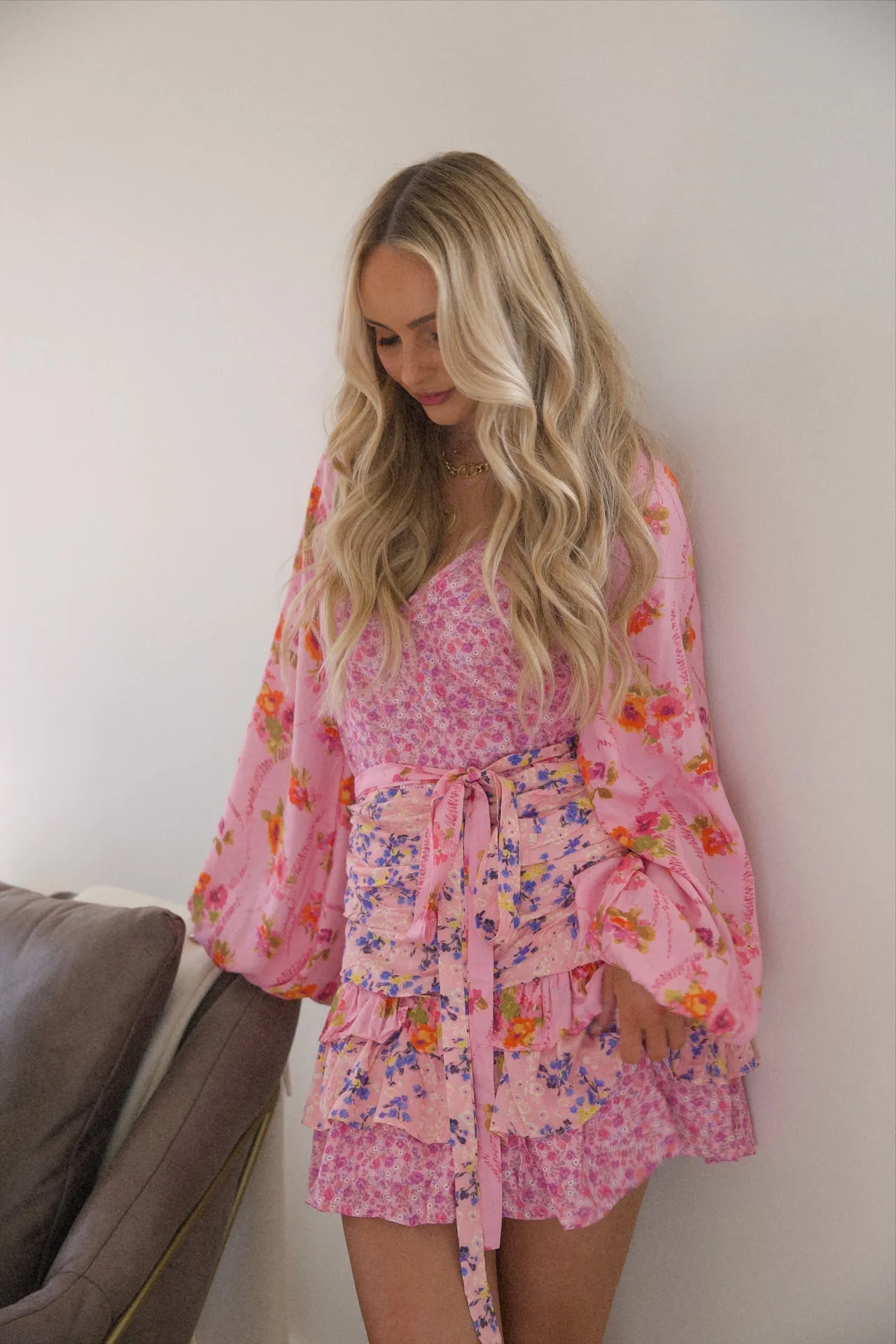 Margo Ruffle Floral Mini Dress