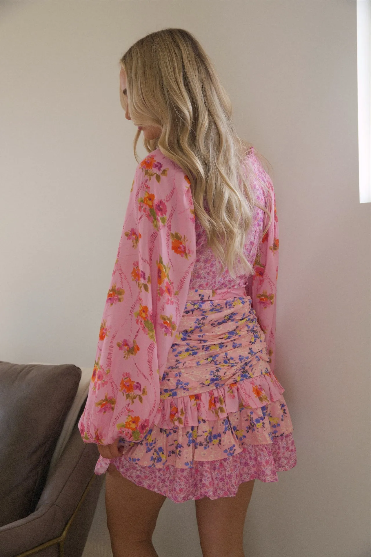 Margo Ruffle Floral Mini Dress