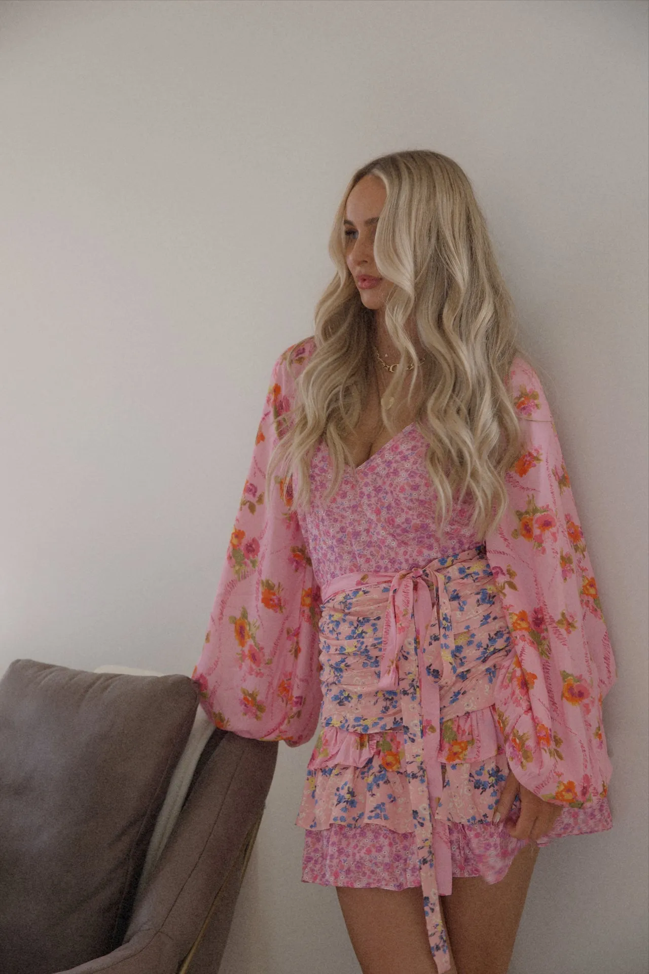 Margo Ruffle Floral Mini Dress
